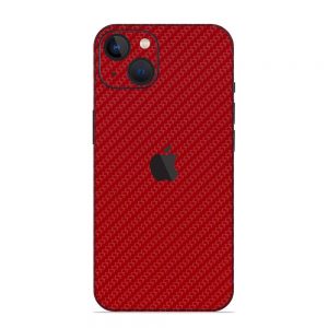 Skin Fibră de Carbon Roșu iPhone 15 / 15 Plus / 14 / 14 Plus / 13 / 13 Mini