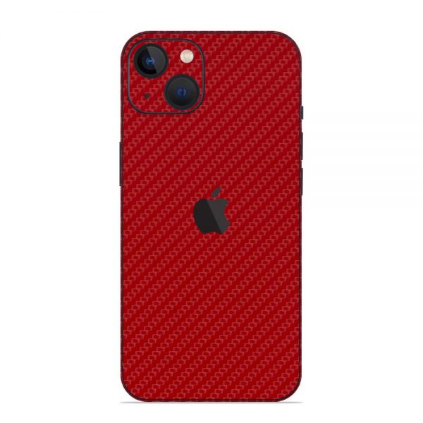 Skin Fibră de Carbon Roșu iPhone 14 / 14 Plus / 13 / 13 Mini