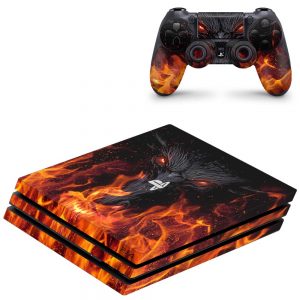 Folie Skin Dragon Flames Consolă și Controller Sony PlayStation 4 Pro (PS4 Pro)
