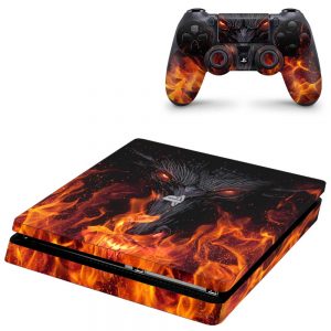 Folie Skin Dragon Flames Consolă și Controller Sony PlayStation 4 Slim (PS4 Slim)