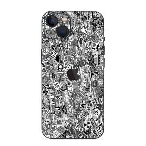 Skin Sticker Bomb Black & White iPhone 14 / 14 Plus / 13 / 13 Mini